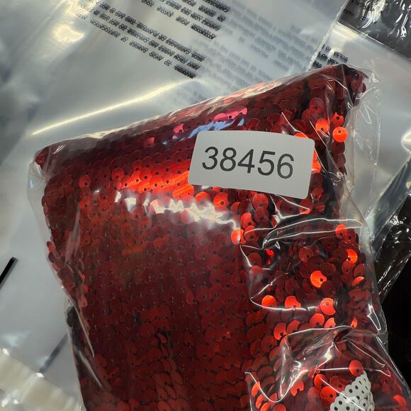 Why T-Shirt Women One Size Red Sequin Short Sleeve Crew Neck Pullover Casual - Picture 7 of 7